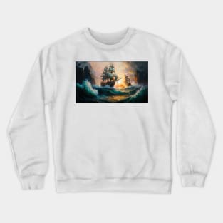 Naval Battle Between Pirate Sailing Ships, Caribbean Seascape #5 Crewneck Sweatshirt